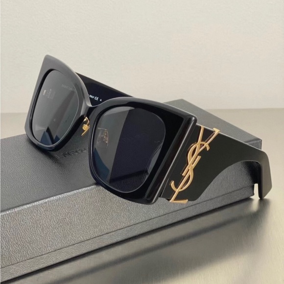 Yves Saint Laurent Black Sunglasses with Gold Detail
